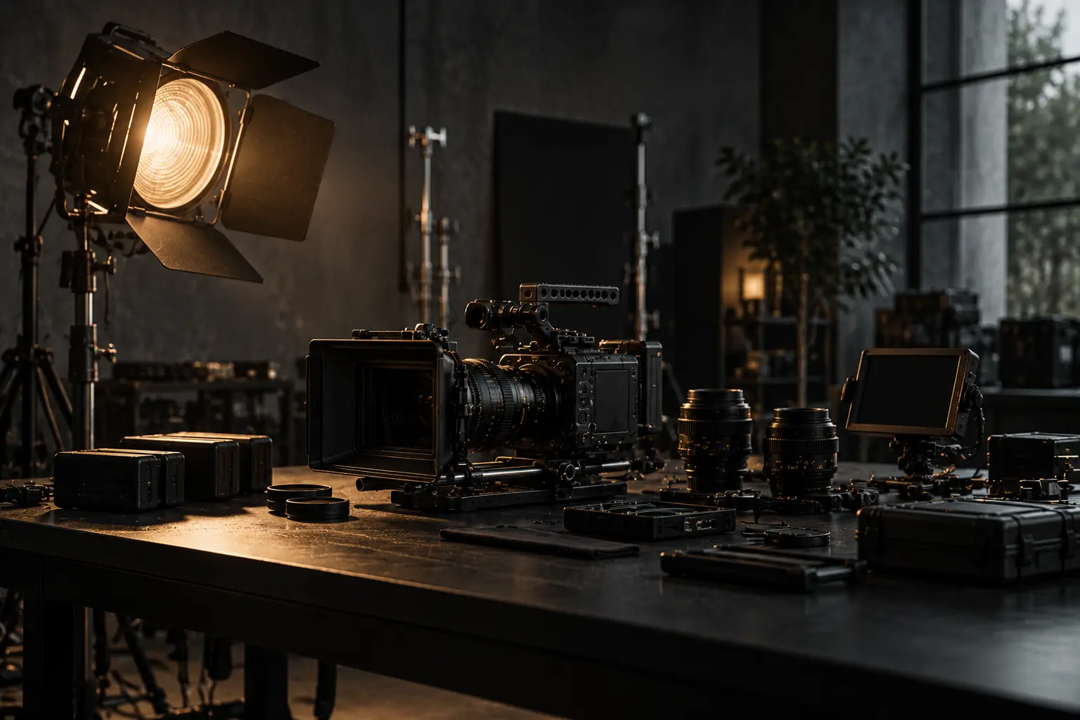 Professionelles Kameraequipment in einem Filmstudio